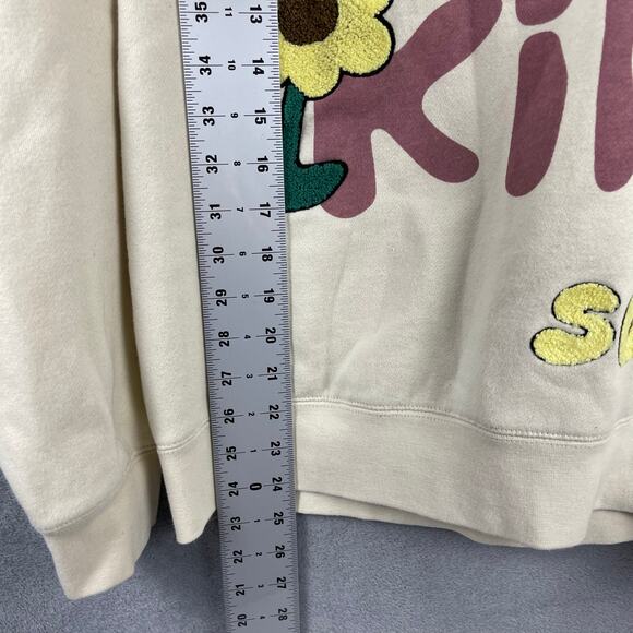 PacSun Mens Sweatshirt SZ M Retro Chenille Patch Hippie Fleece You're Too Kind - Picture 9 of 9